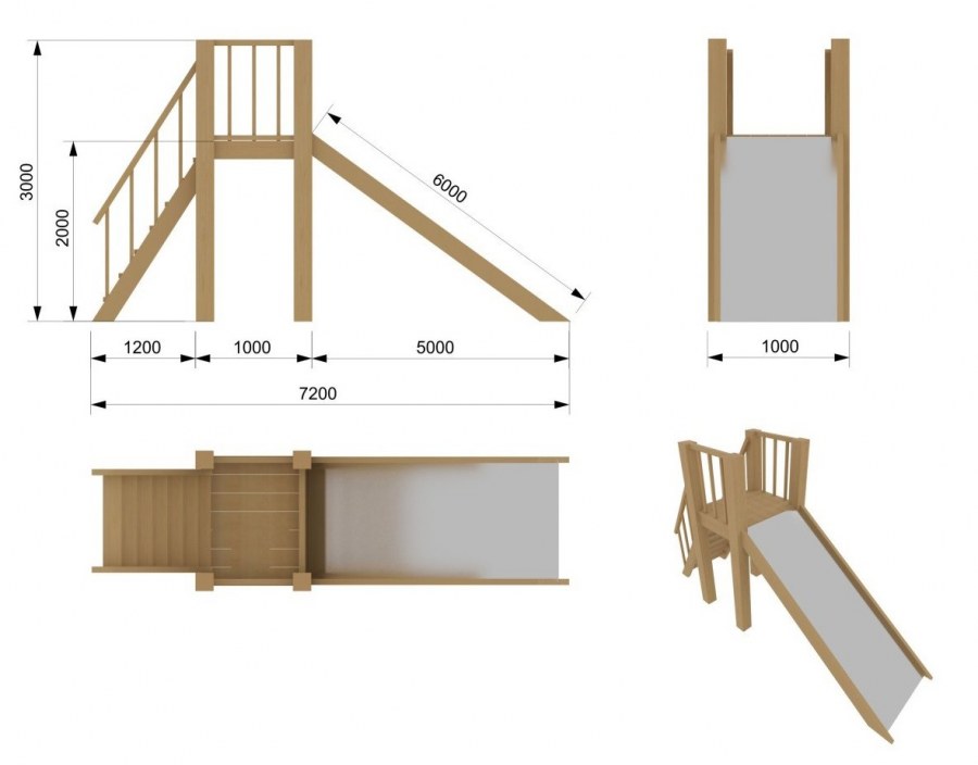 Чертеж деревянной горки