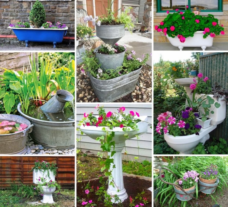 Клумбы из подручных материалов