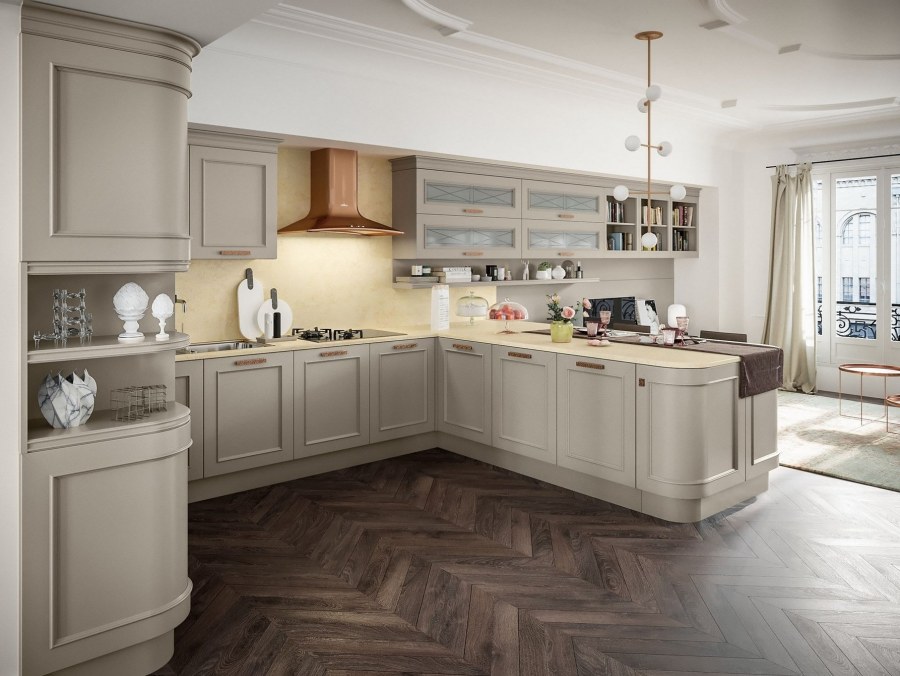 Бежевая классическая кухня