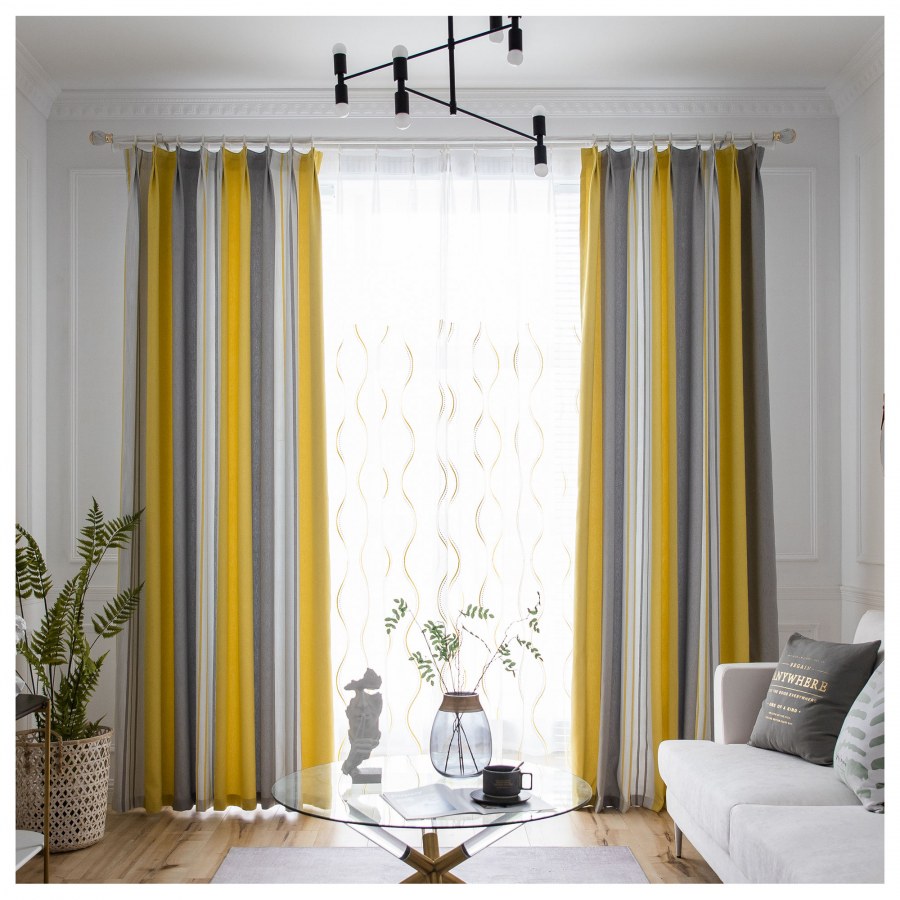 Серо желтые шторы