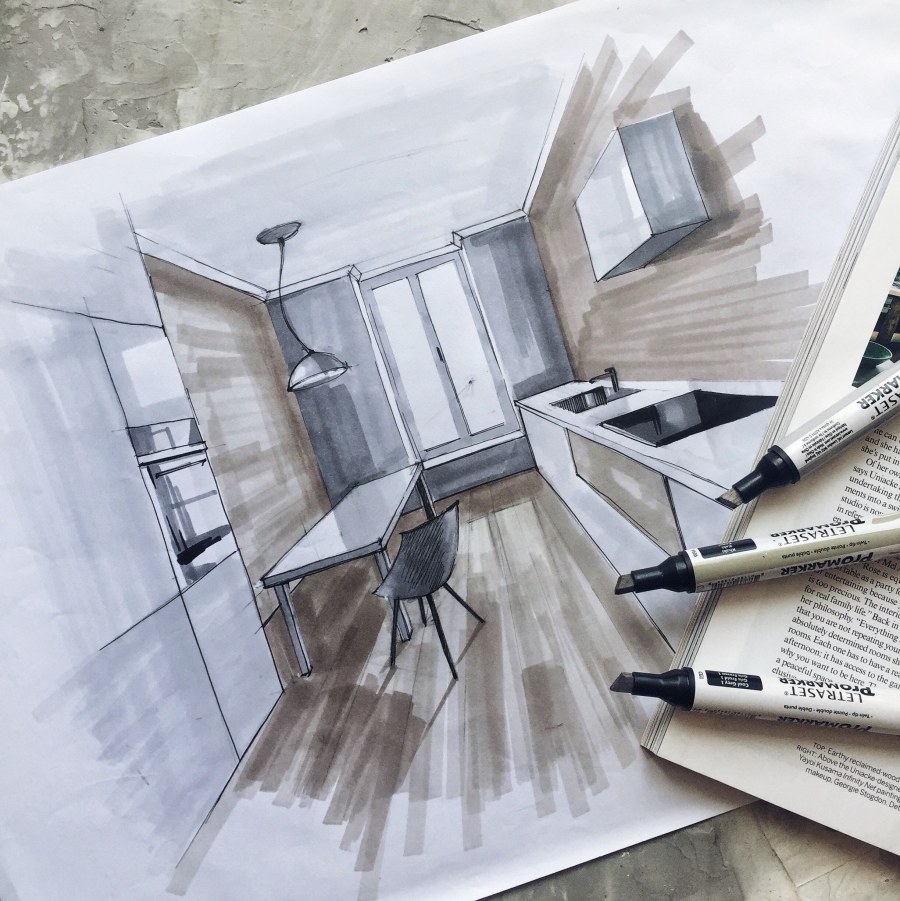 Дизайнерские скетчи интерьера