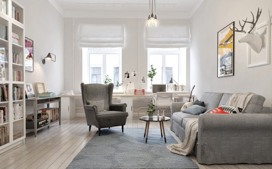 Сканди стиль в интерьере гостиной