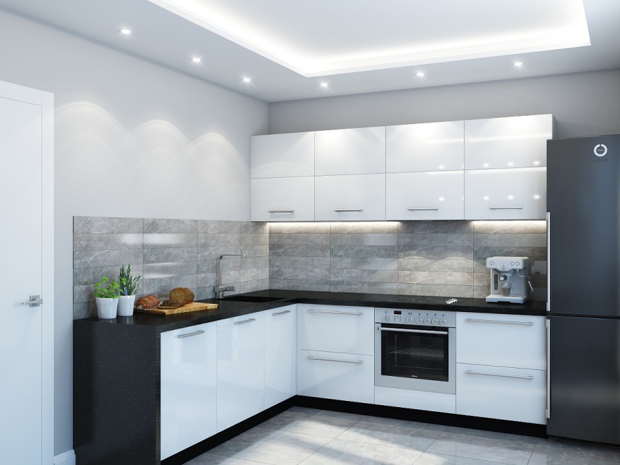 Кухня угловая белая