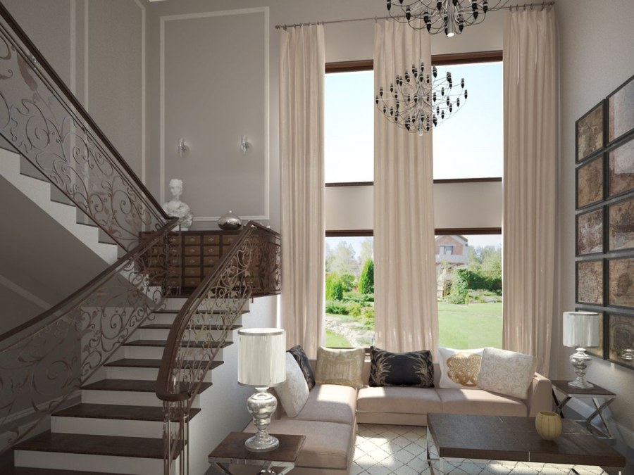 Шторы в гостиной со вторым светом