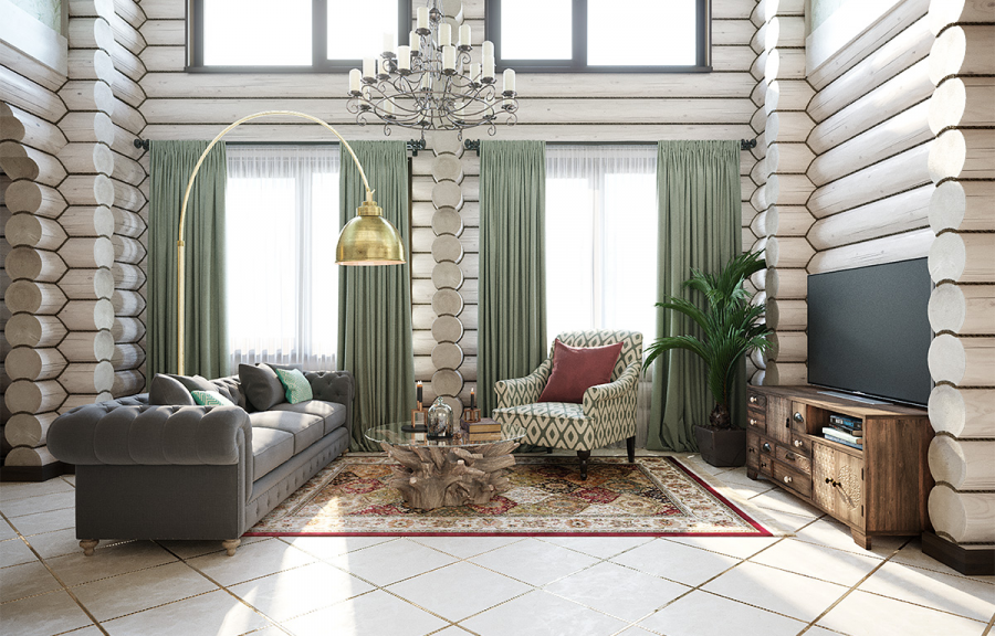 Оцилиндровочный дом в стиле Кантри и Прованс