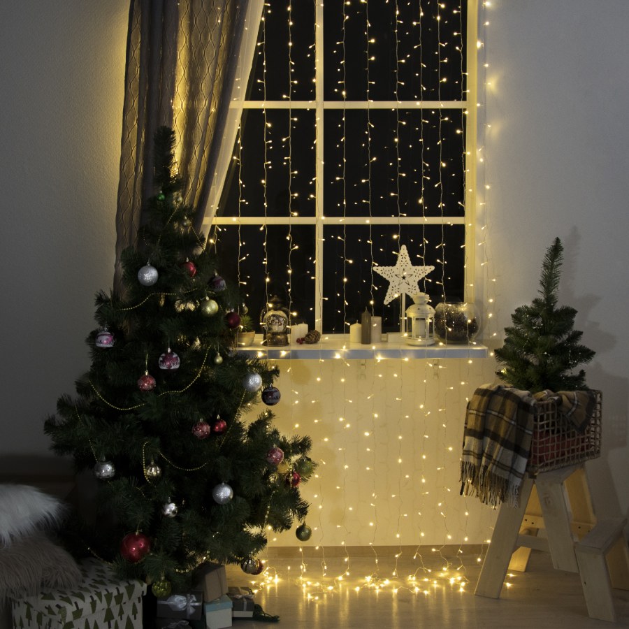 Гирлянда занавес 3х3 теплый белый