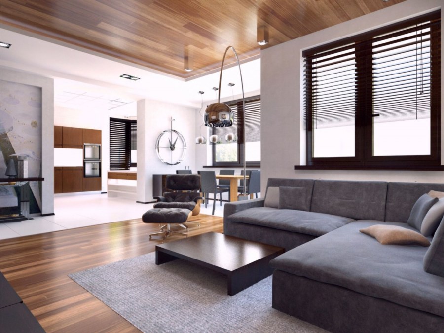 Деревянный потолок в интерьере