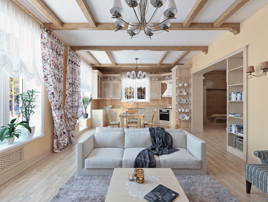 Интерьеры домов из клееного бруса