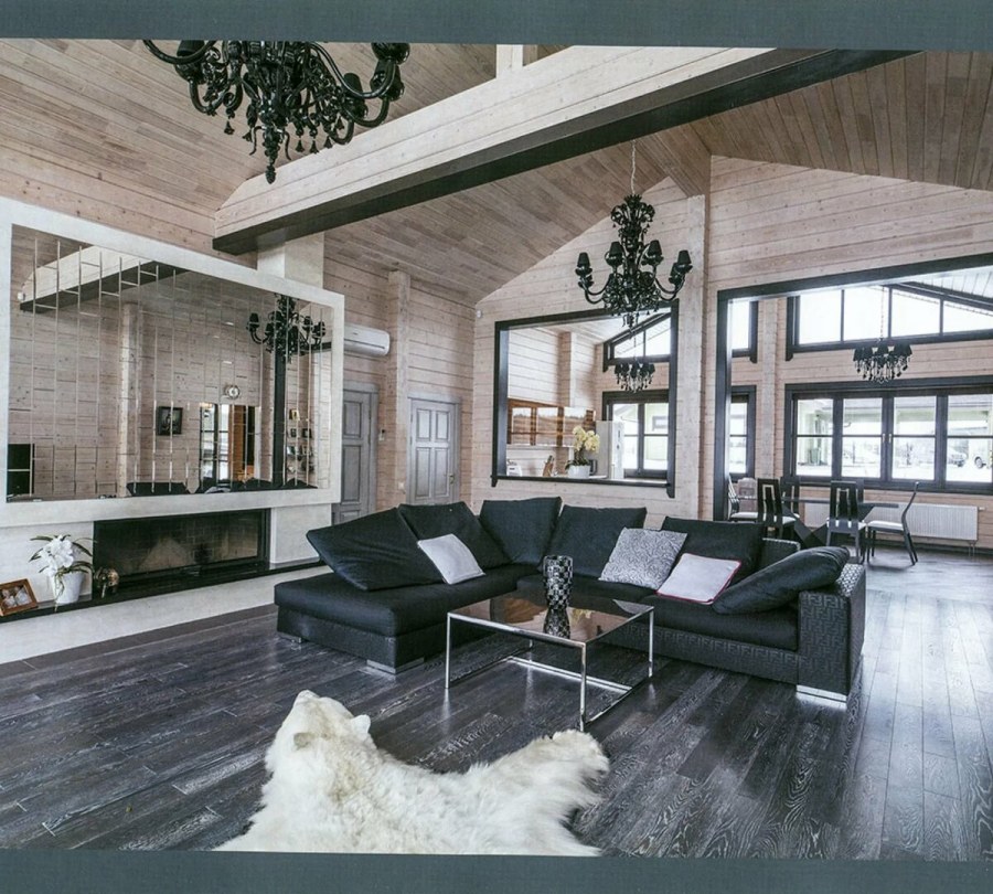 Интерьеры домов из клееного бруса