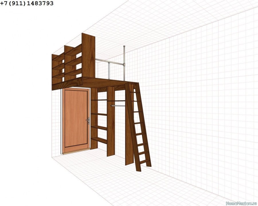 Антресольный второй ярус кровать чердак
