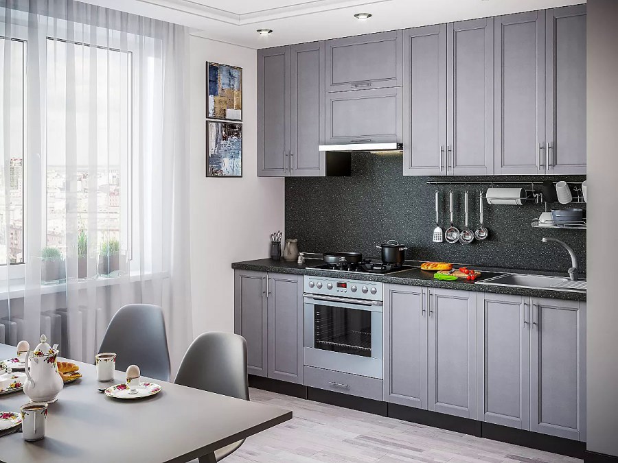 Кухня гостиная белая Неоклассика