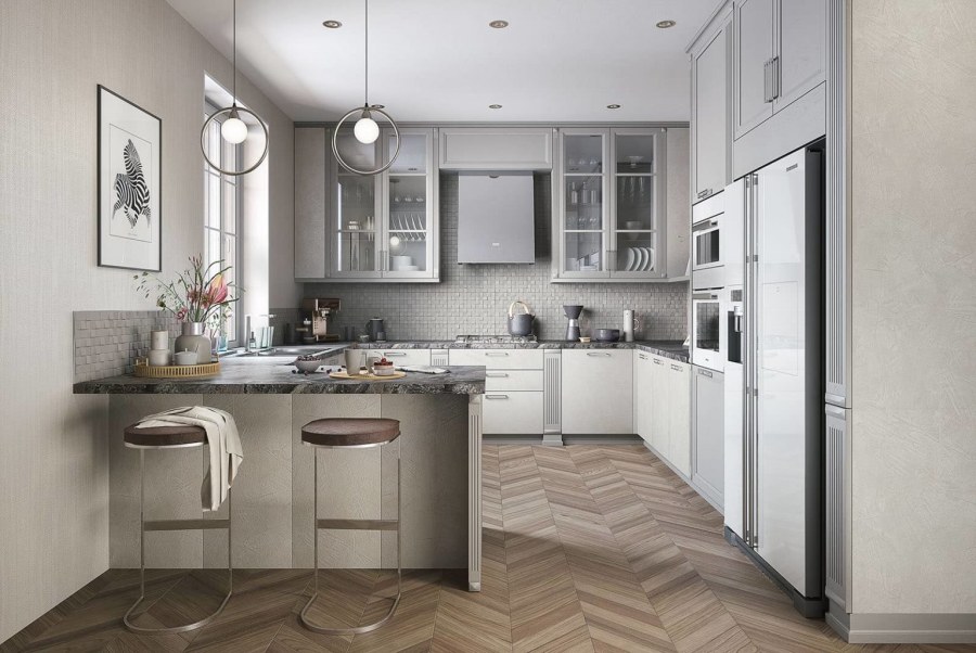 Серые кухни