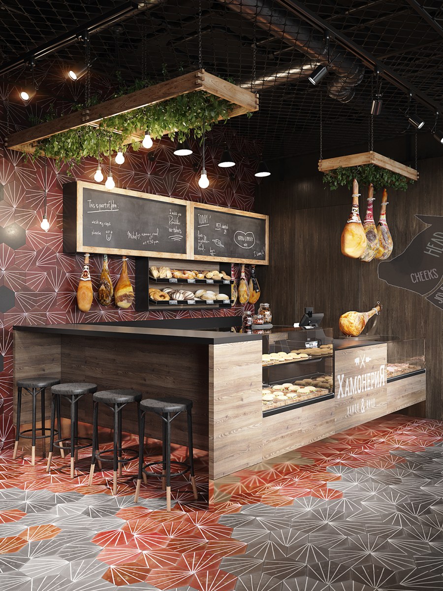 Барная стойка кафе стиль Ваби Саби