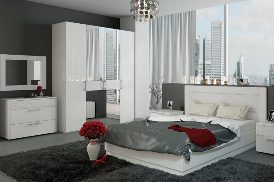 Спальня Амели ТРИЯ белый глянец