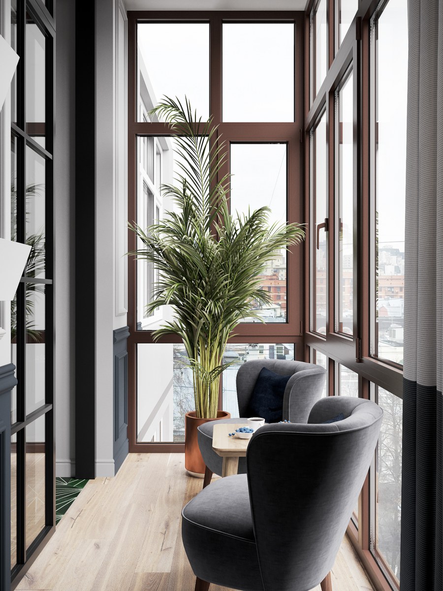 Шкаф на балкон с панорамным остеклением