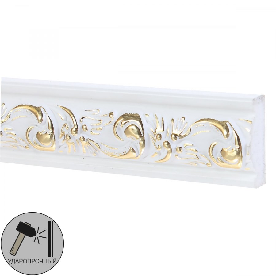 Молдинг настенный ударопрочный Decomaster а034 19х12х2000 мм цвет белый