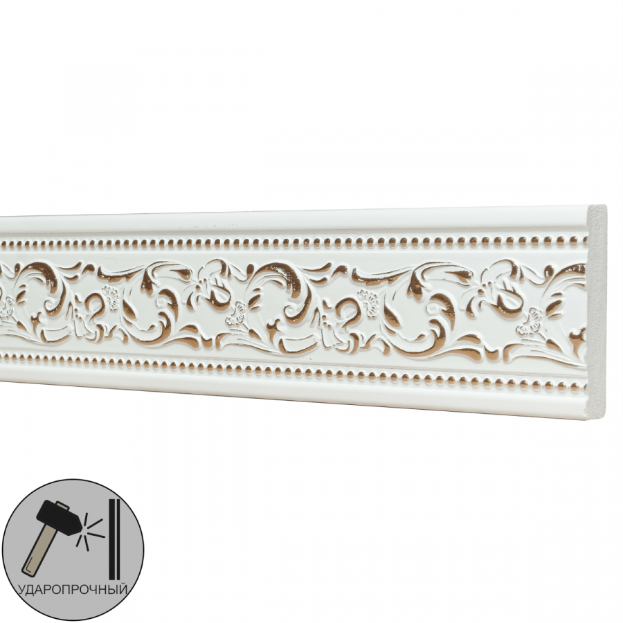 Молдинг настенный полистирол Decomaster 130-60 белый 1х1.5х200 см