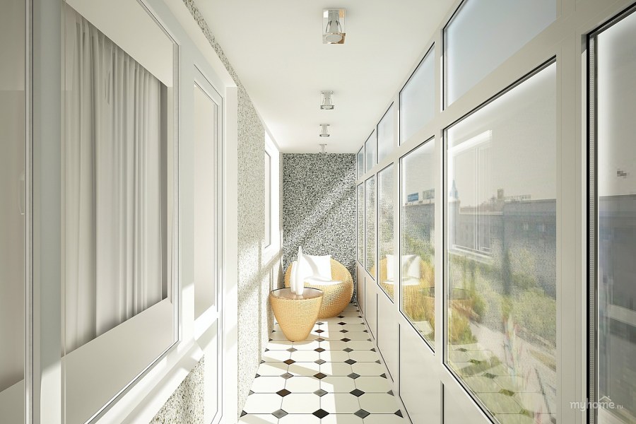 Отделка балкона мрамором