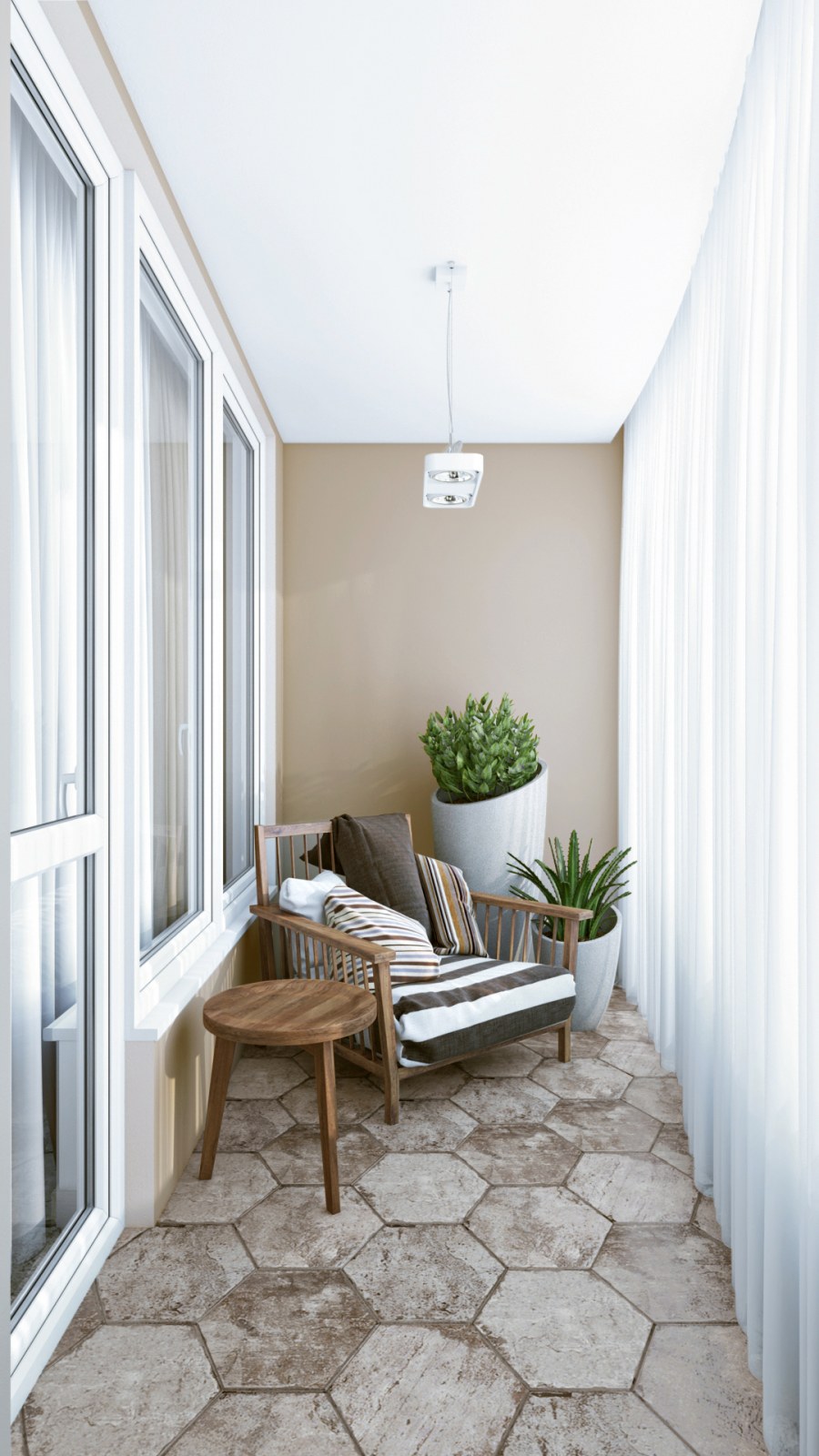 Балкон в светлых тонах