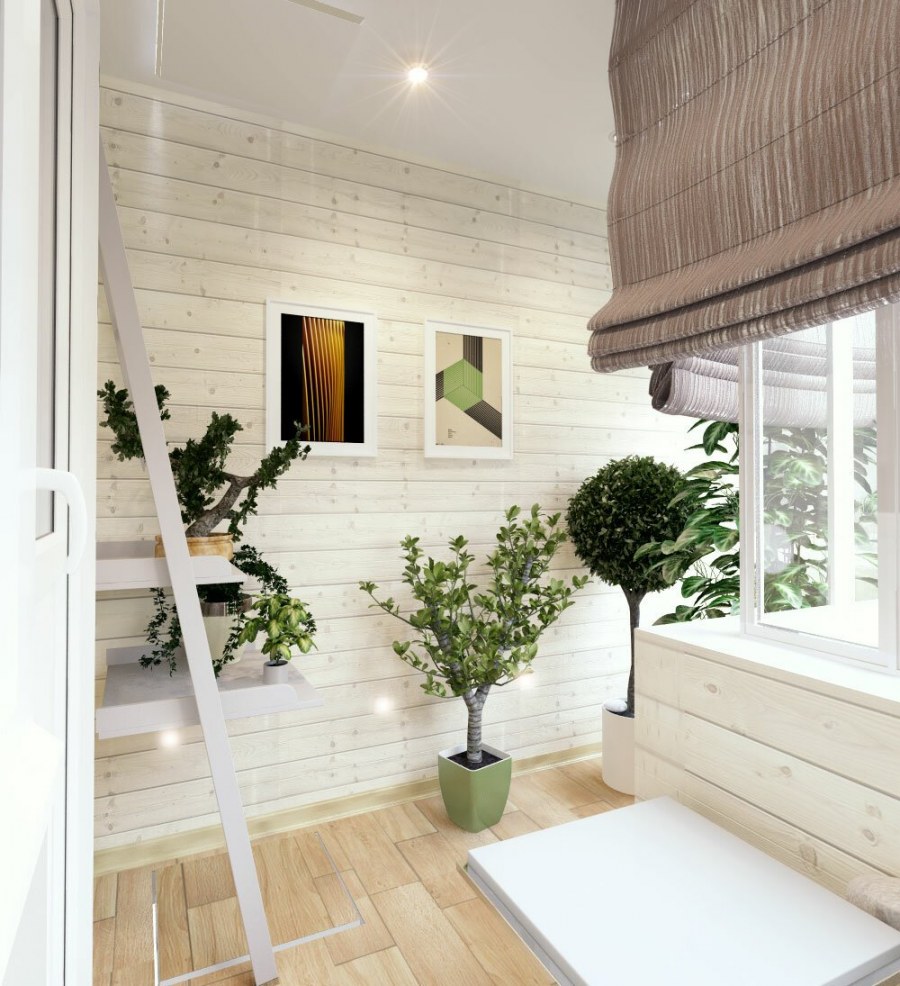 Вагонка в интерьере лоджии