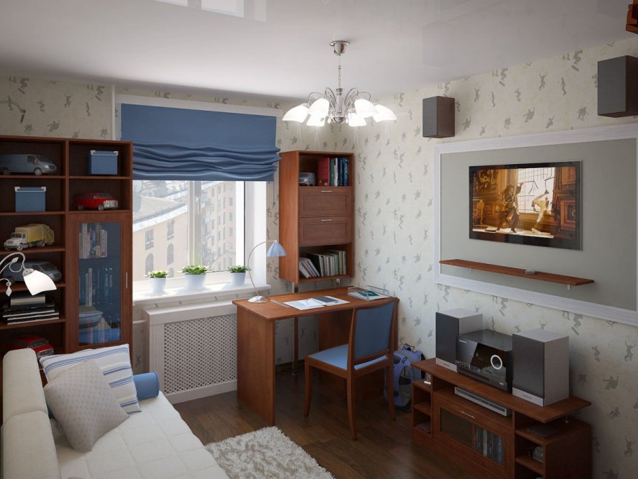 Интерьер комнаты 8 кв м для двоих детей