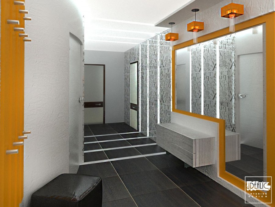 Прихожая в оранжевом цвете