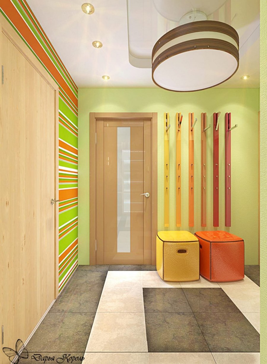 Терракотовые стены в прихожей