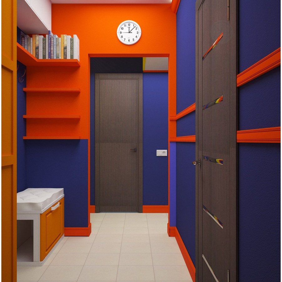 Прихожая в оранжевом цвете