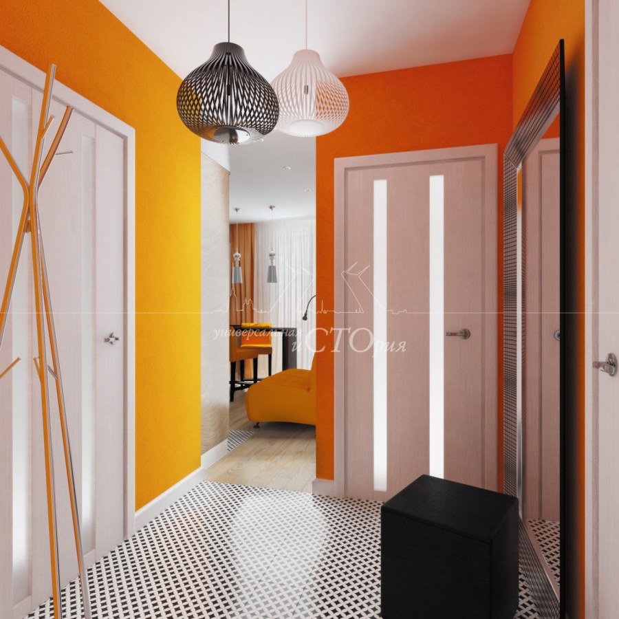 Прихожая в оранжевых тонах