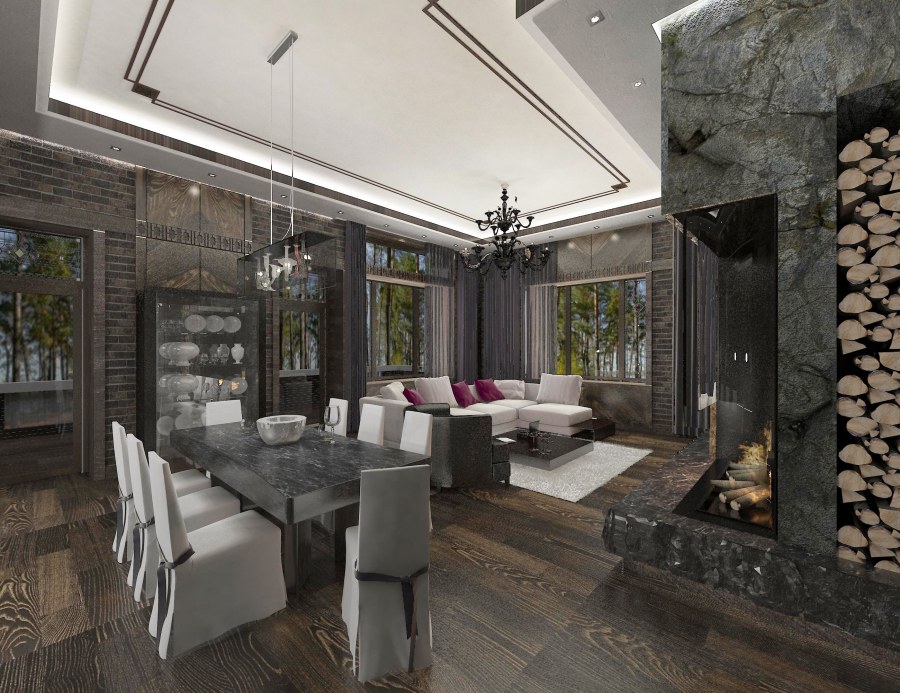 Гостиная в стиле Райта