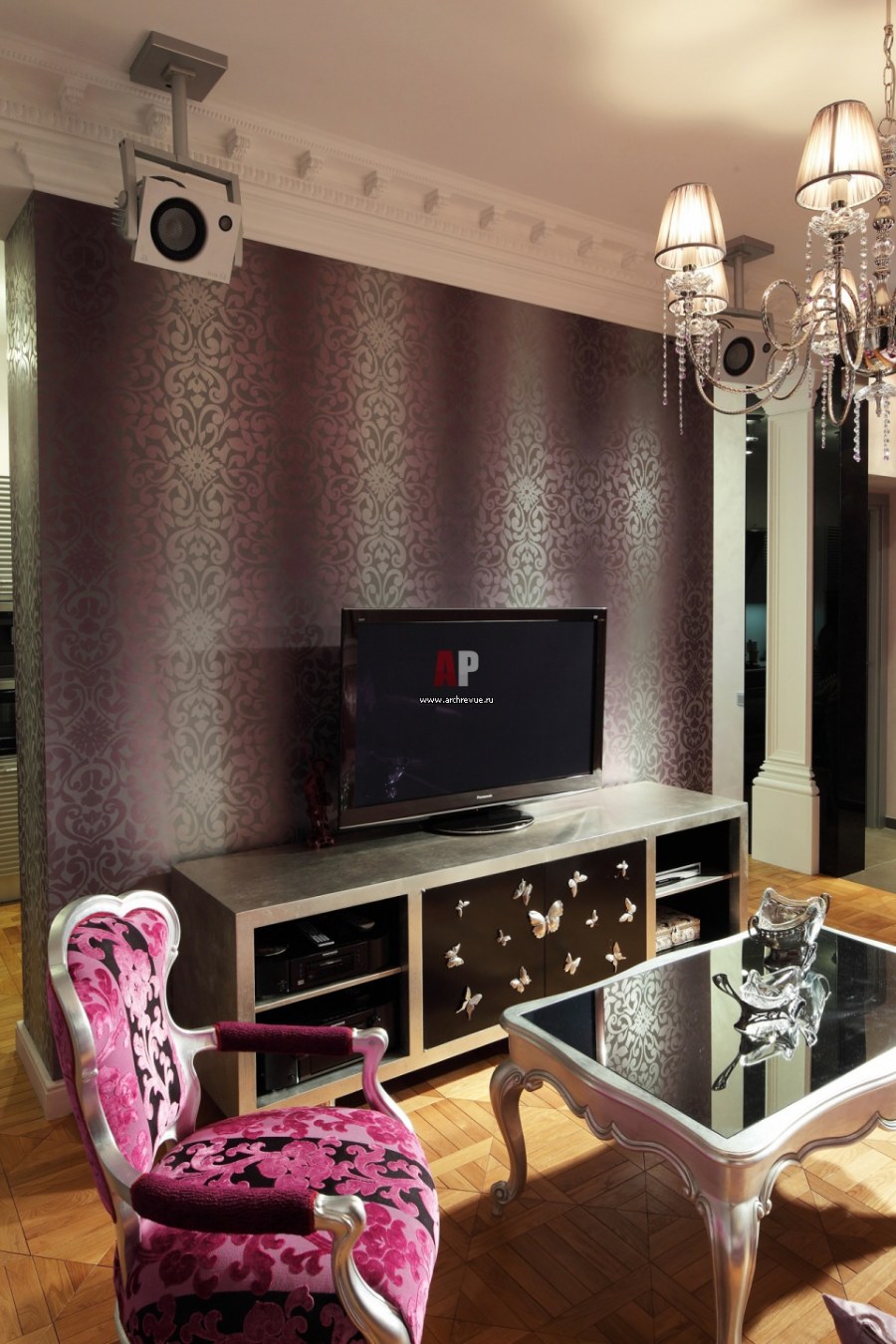Гостиная в стиле гламур