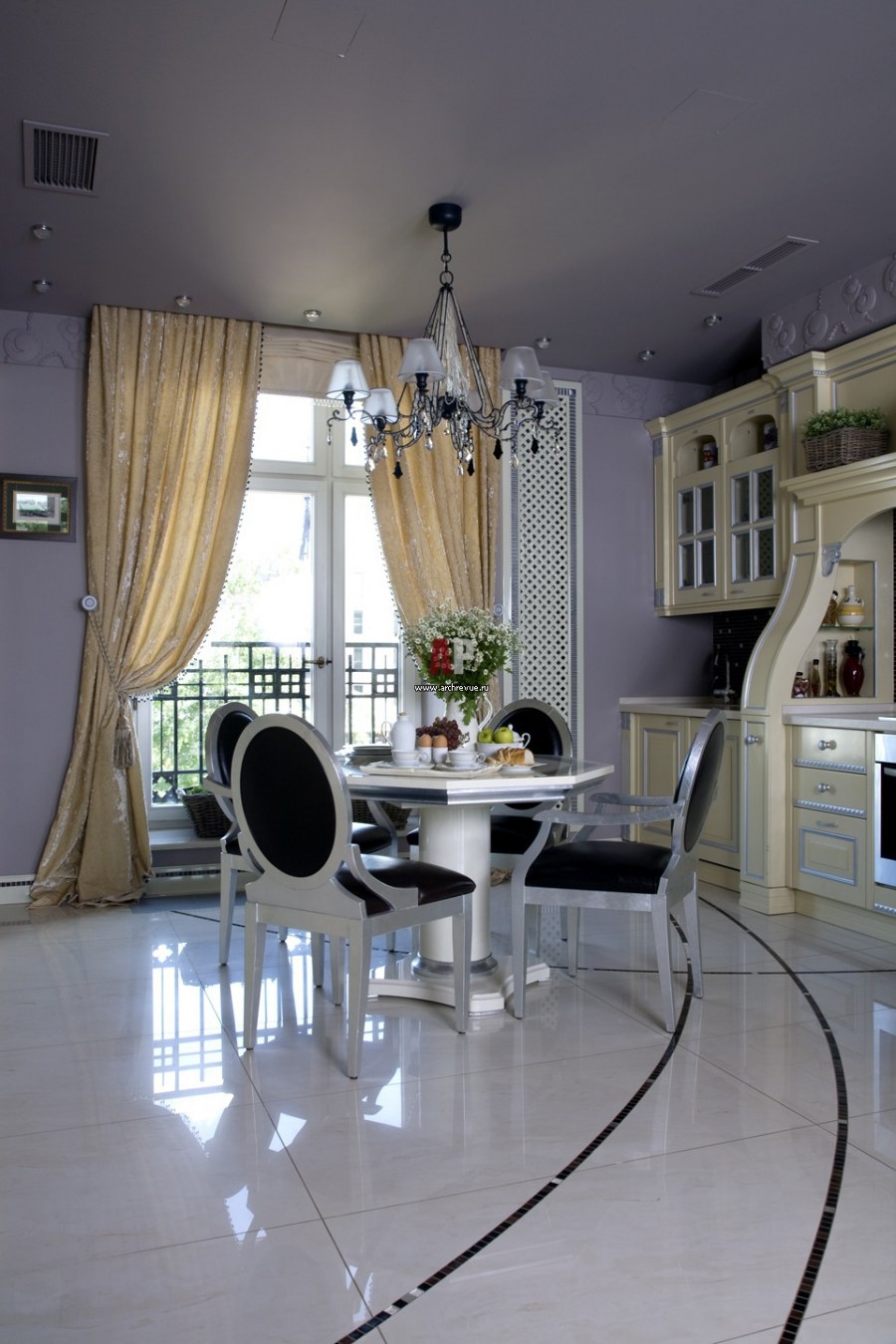 Стиль гламур в интерьере кухни