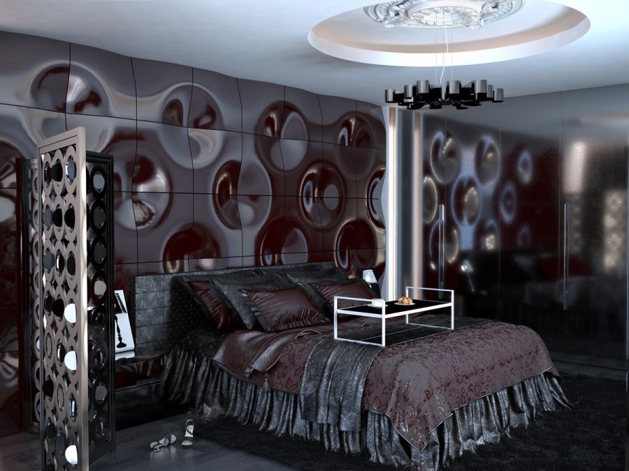 Интерьер спальни в стиле гламур