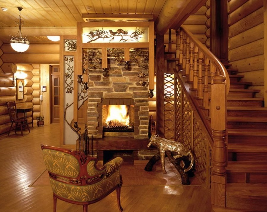 Дом из бревна интерьер