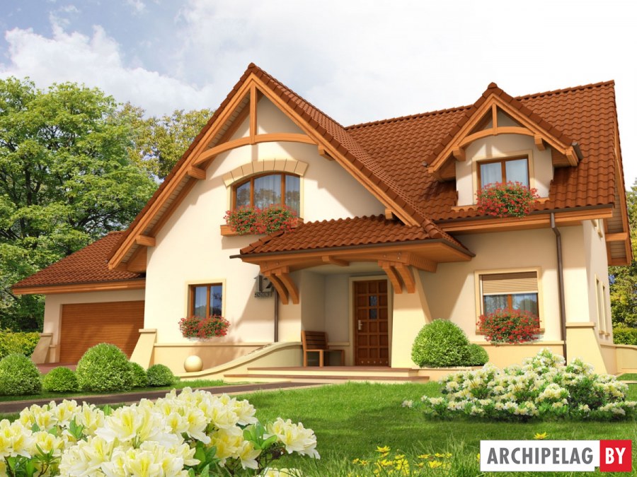 Красивый дом с мансардой