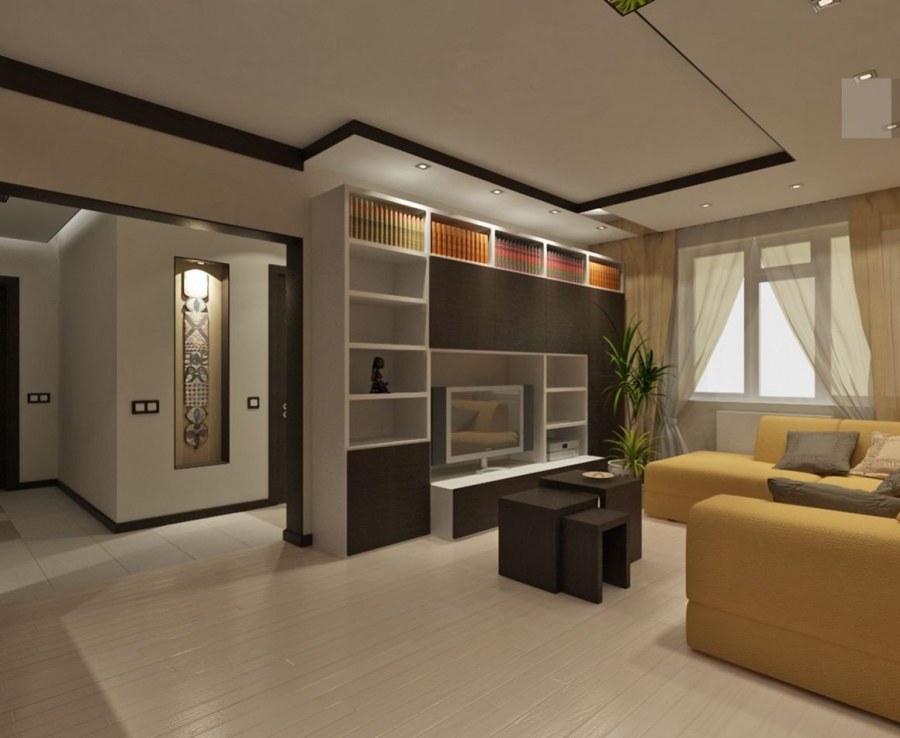 Проходная гостиная комната