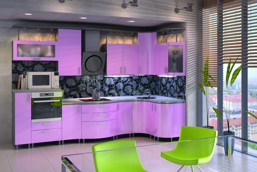Кухня в розовом цвете