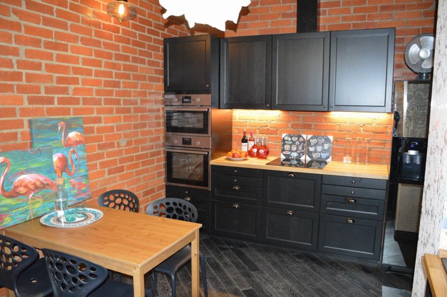 Кухня гостиная в стиле лофт в хрущевке