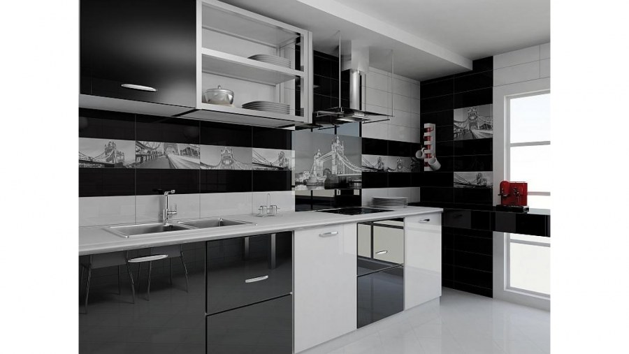Черно белая кухня