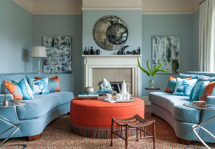 Серо голубой интерьер