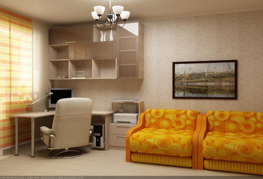 Маленькая гостиная с компьютерным столом
