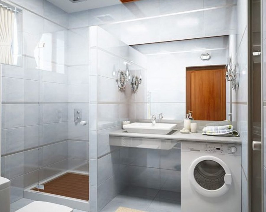 Ванная с душевой и стиралкой