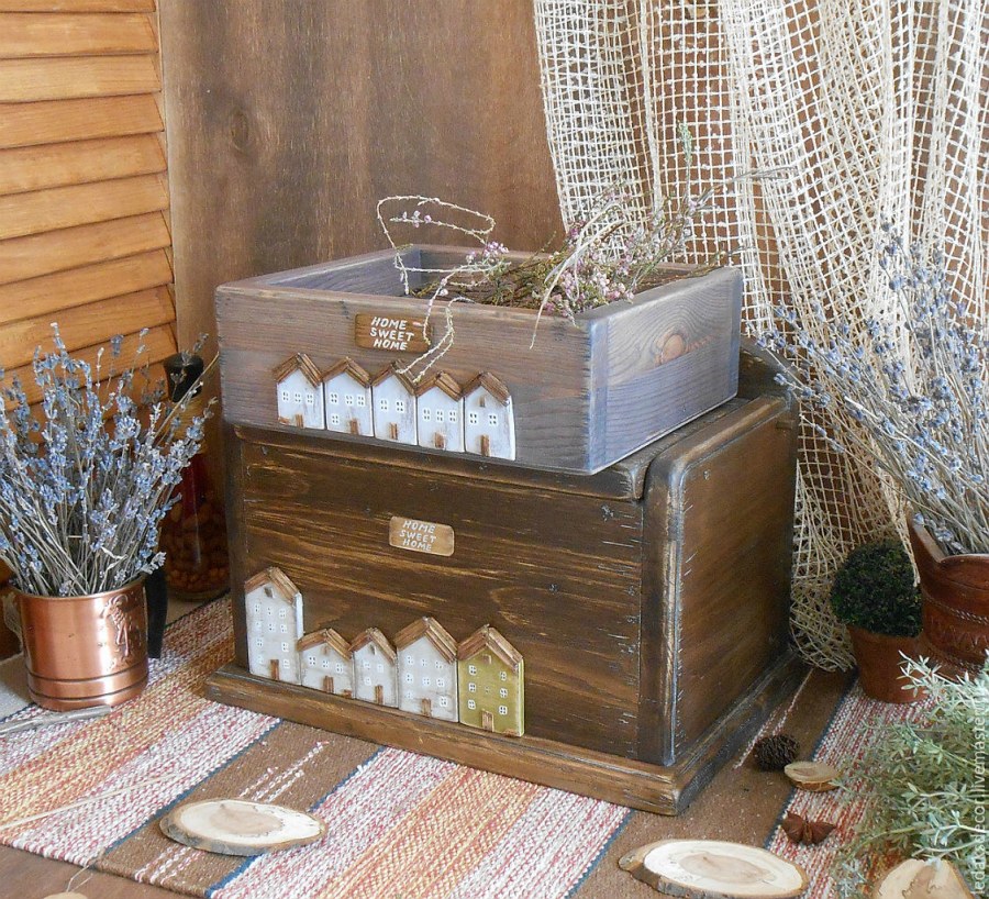 Деревянные ящики для декора