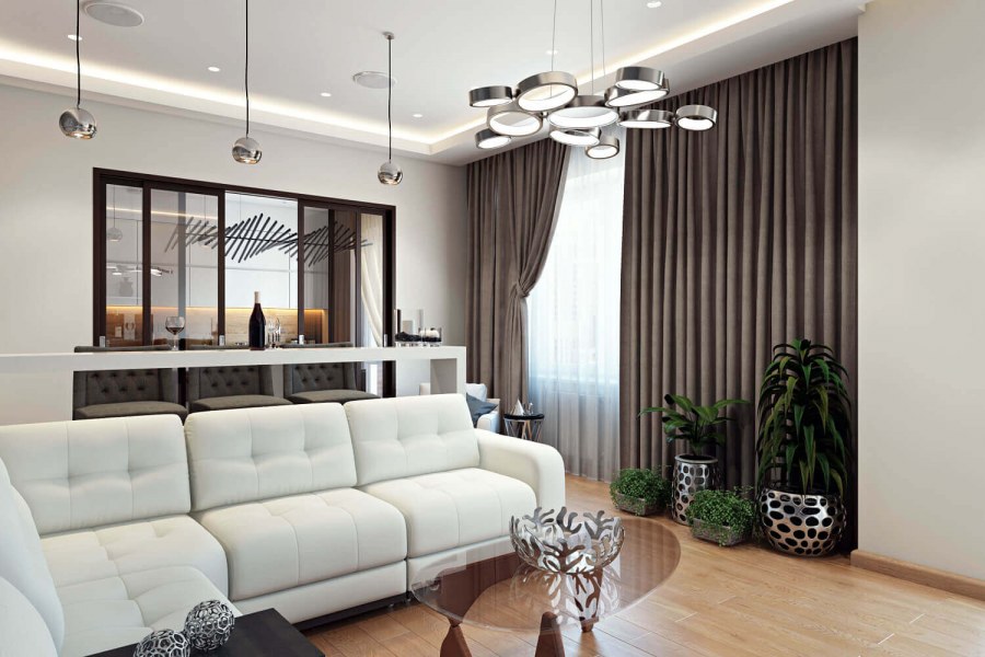 Освещение гостиной в скандинавском стиле