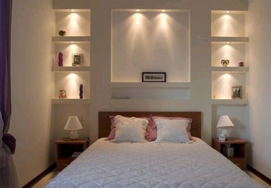 Ниша из гипсокартона в спальне