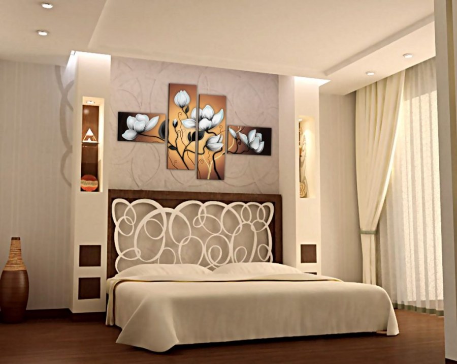 Декор стены в спальне над кроватью