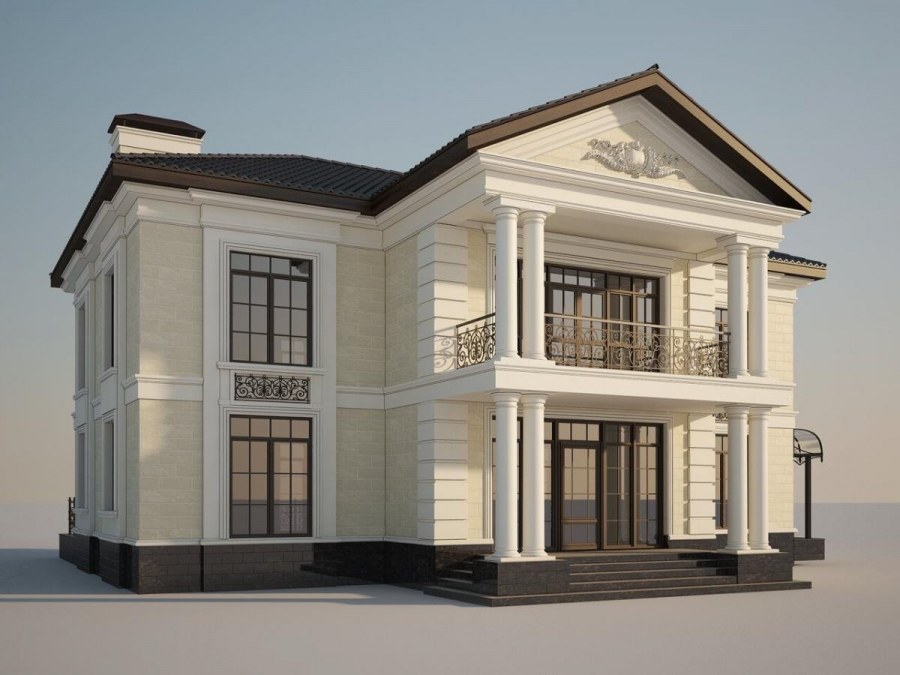 Двухэтажный дом с колоннами