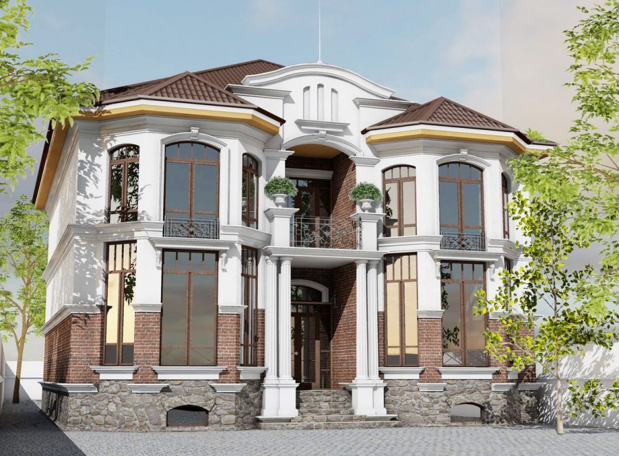 Двухэтажный дом в классическом стиле