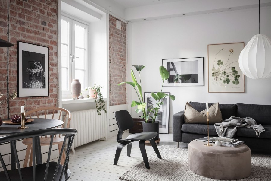 Из чего делают кирпичную стену в Скандинавский интерьере