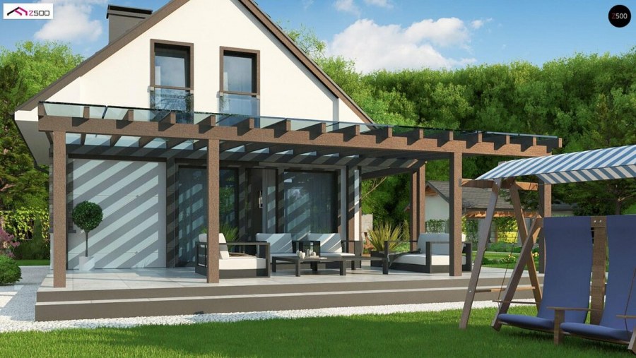 Домик с террасой и навесом